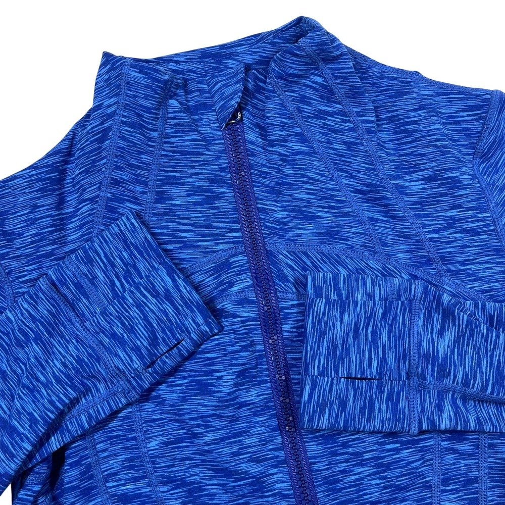 Lululemon Define Jacket Women 10 Blue Space Dye Full Zip Thumbholes Activewear